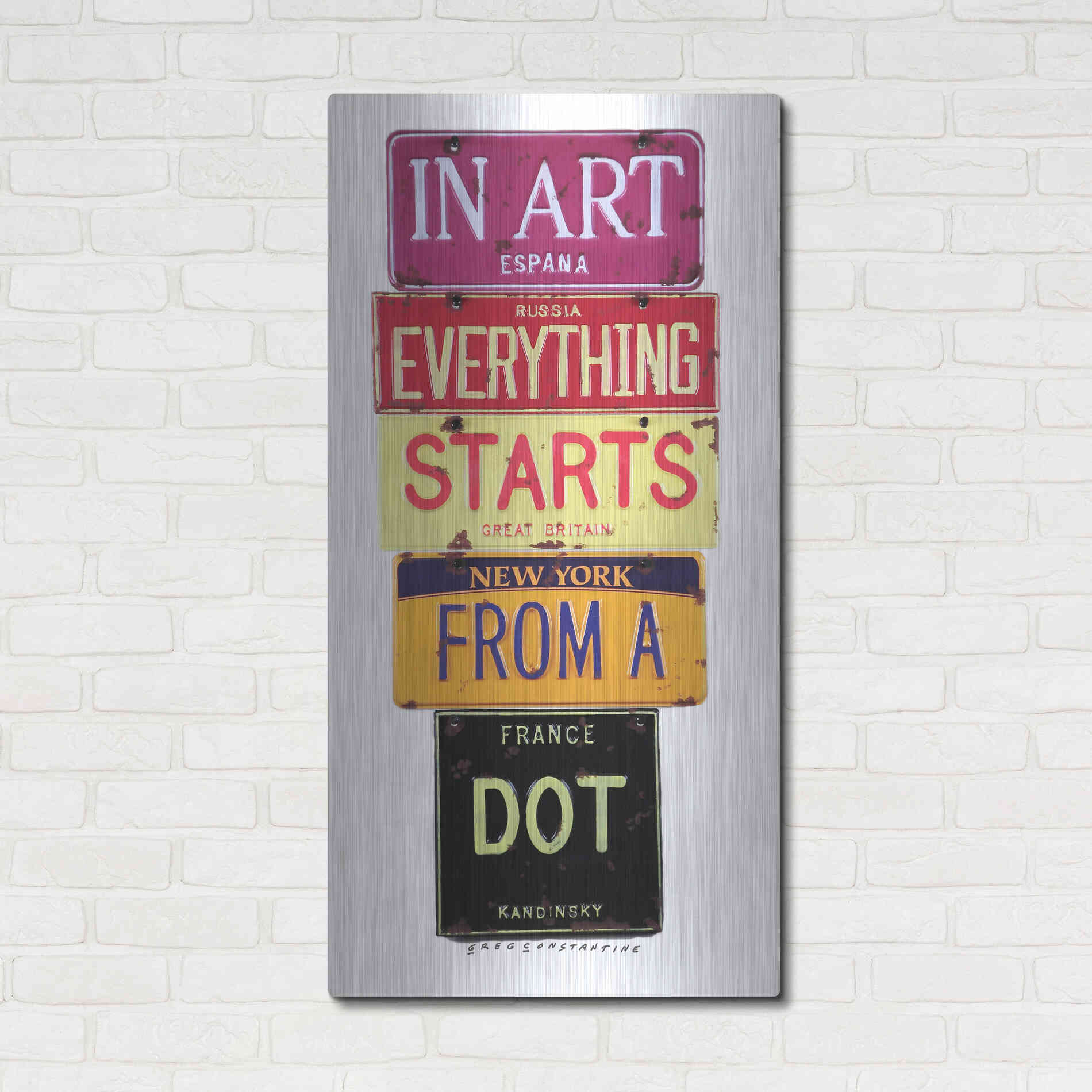 Luxe Metal Art 'Kandinsky Dot' by Gregory Constantine, Metal Wall Art,24x48