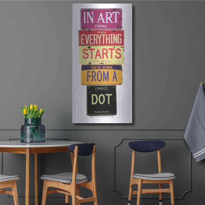 Luxe Metal Art 'Kandinsky Dot' by Gregory Constantine, Metal Wall Art,24x48