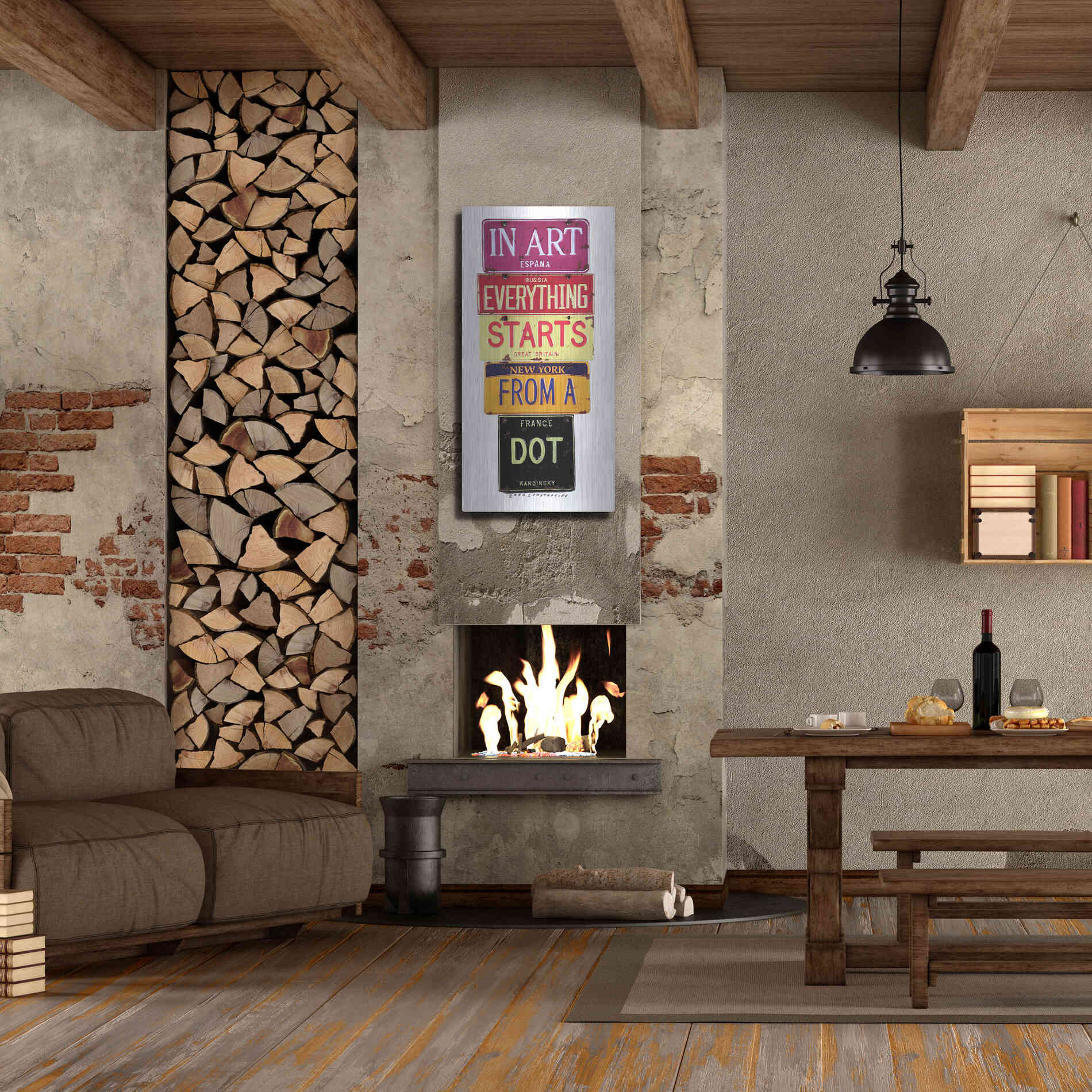 Luxe Metal Art 'Kandinsky Dot' by Gregory Constantine, Metal Wall Art,24x48