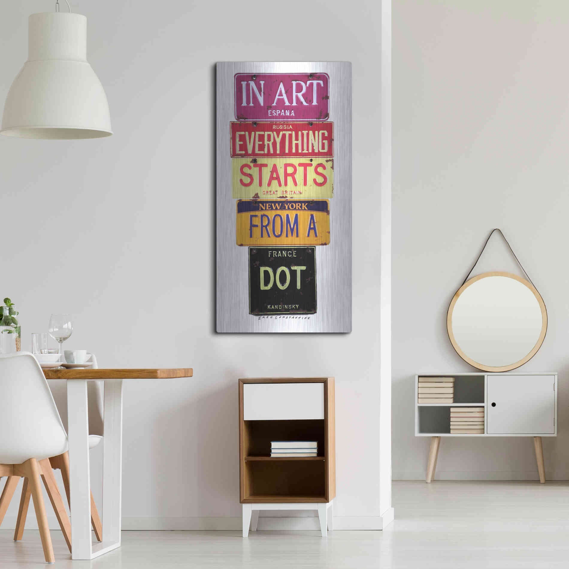 Luxe Metal Art 'Kandinsky Dot' by Gregory Constantine, Metal Wall Art,24x48