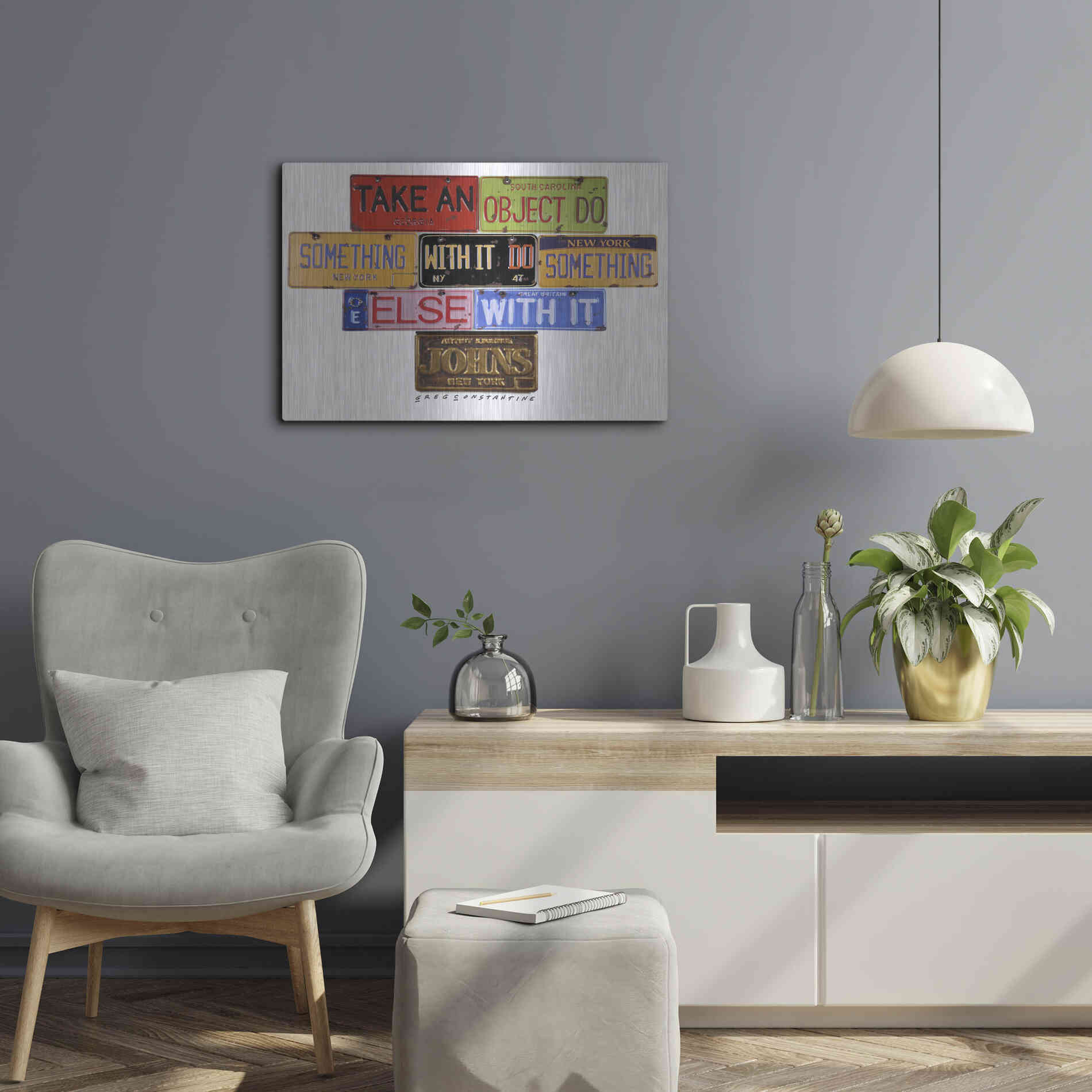 Luxe Metal Art 'Johns Object' by Gregory Constantine, Metal Wall Art,24x16