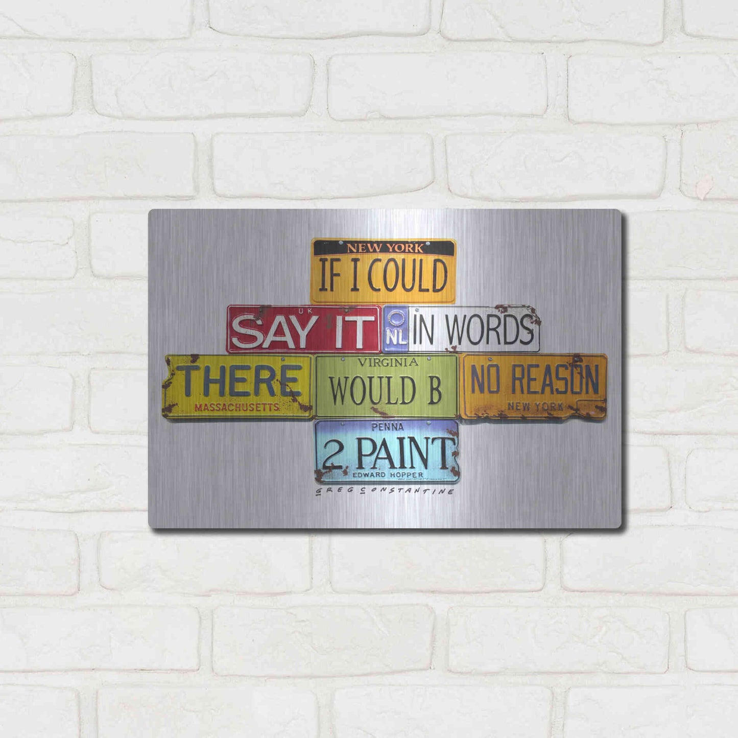 Luxe Metal Art 'Hopper Say It In Words' by Gregory Constantine, Metal Wall Art,16x12