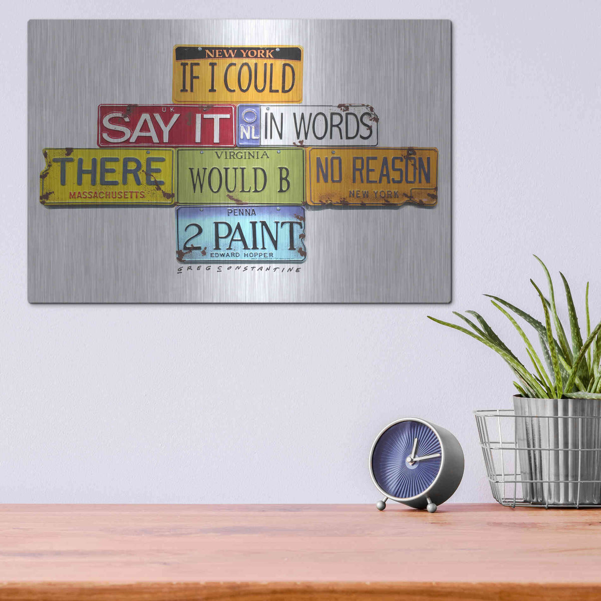 Luxe Metal Art 'Hopper Say It In Words' by Gregory Constantine, Metal Wall Art,16x12