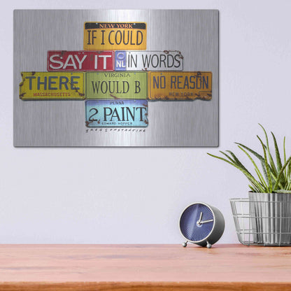 Luxe Metal Art 'Hopper Say It In Words' by Gregory Constantine, Metal Wall Art,16x12