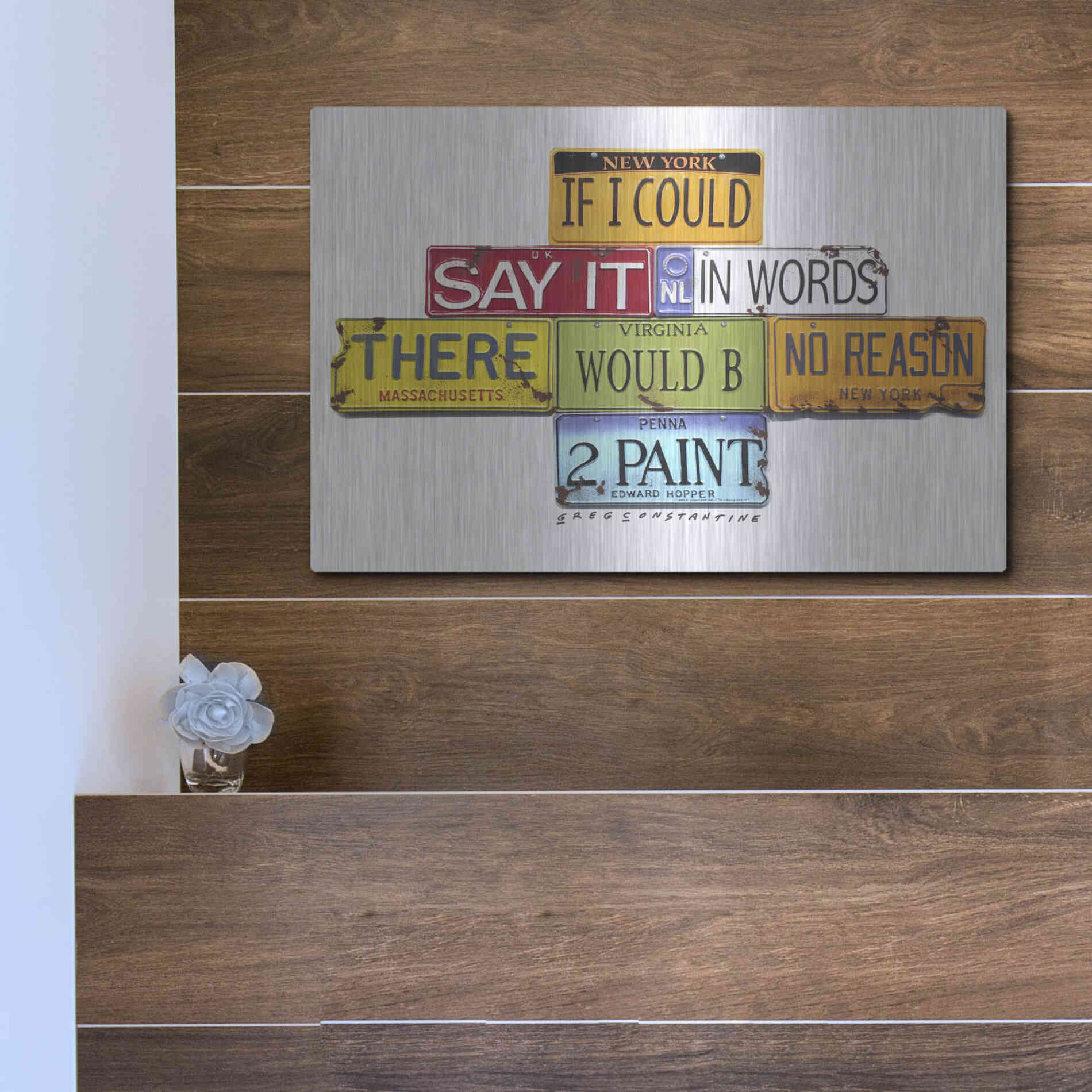 Luxe Metal Art 'Hopper Say It In Words' by Gregory Constantine, Metal Wall Art,16x12