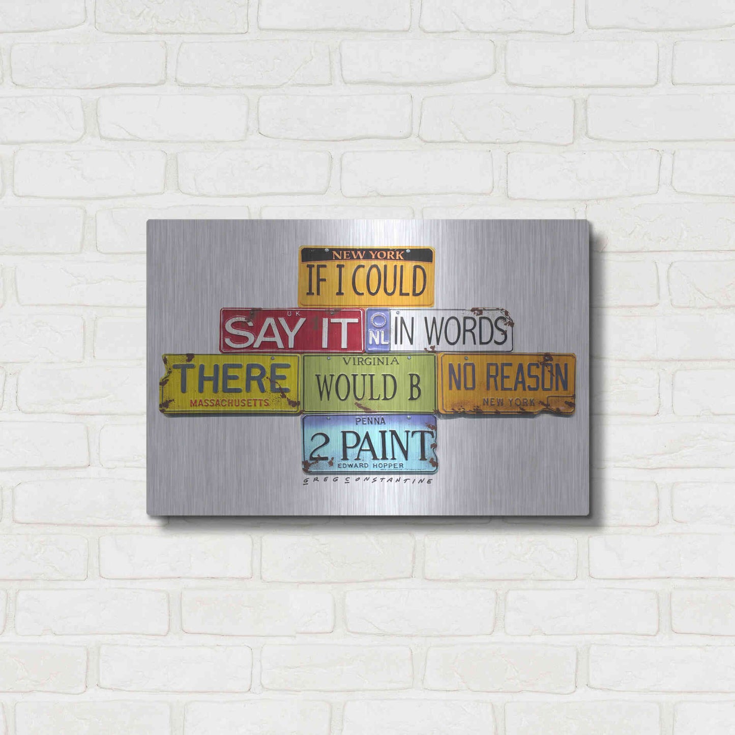 Luxe Metal Art 'Hopper Say It In Words' by Gregory Constantine, Metal Wall Art,24x16