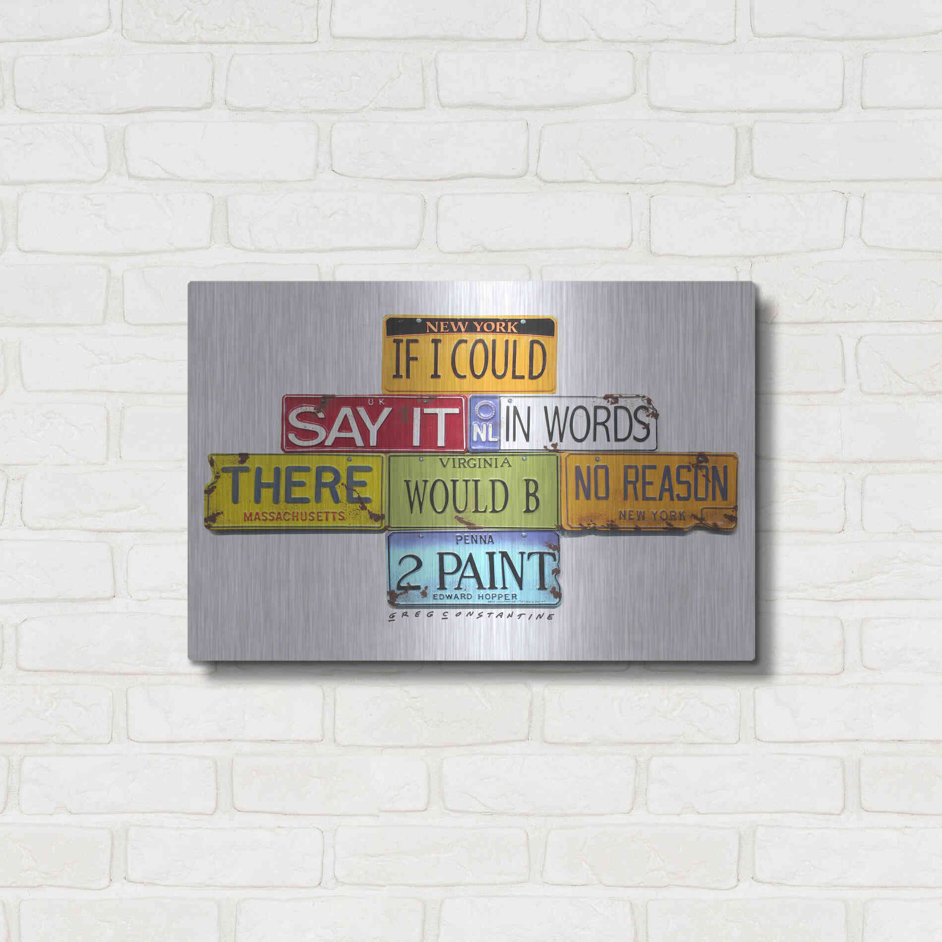 Luxe Metal Art 'Hopper Say It In Words' by Gregory Constantine, Metal Wall Art,24x16