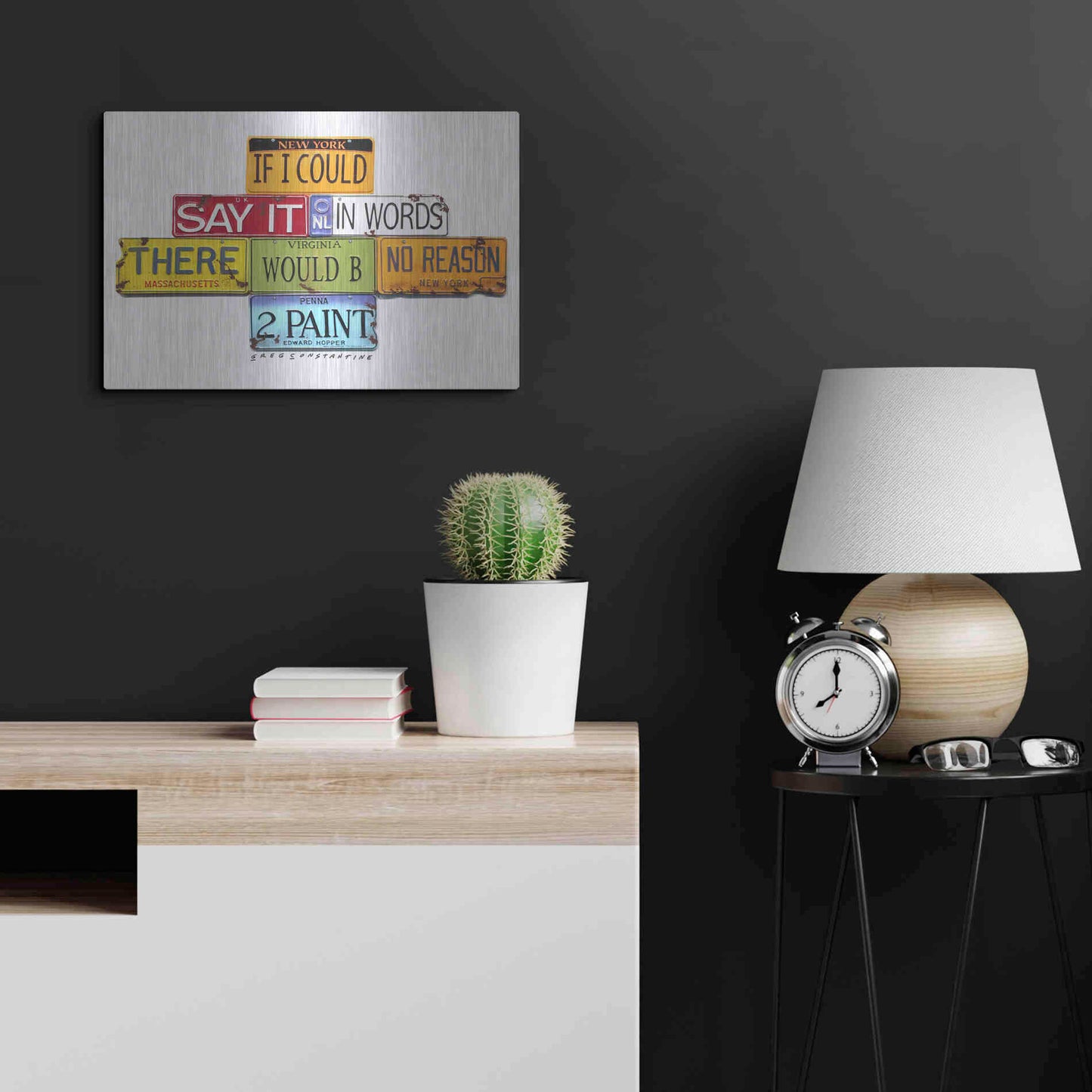 Luxe Metal Art 'Hopper Say It In Words' by Gregory Constantine, Metal Wall Art,24x16