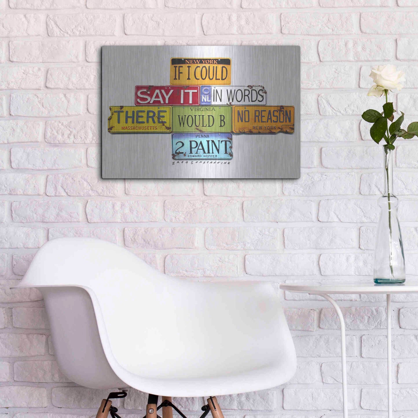Luxe Metal Art 'Hopper Say It In Words' by Gregory Constantine, Metal Wall Art,24x16