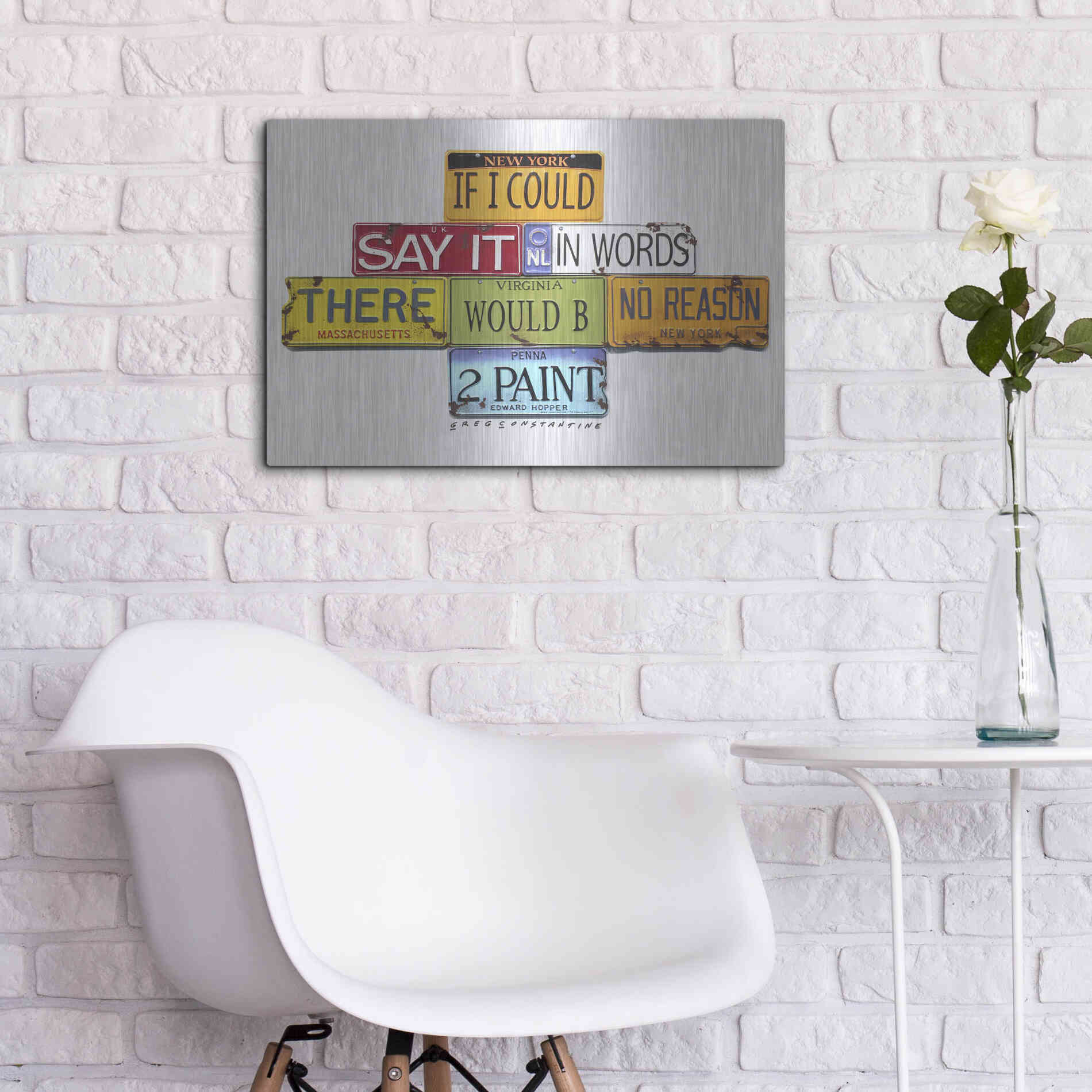 Luxe Metal Art 'Hopper Say It In Words' by Gregory Constantine, Metal Wall Art,24x16
