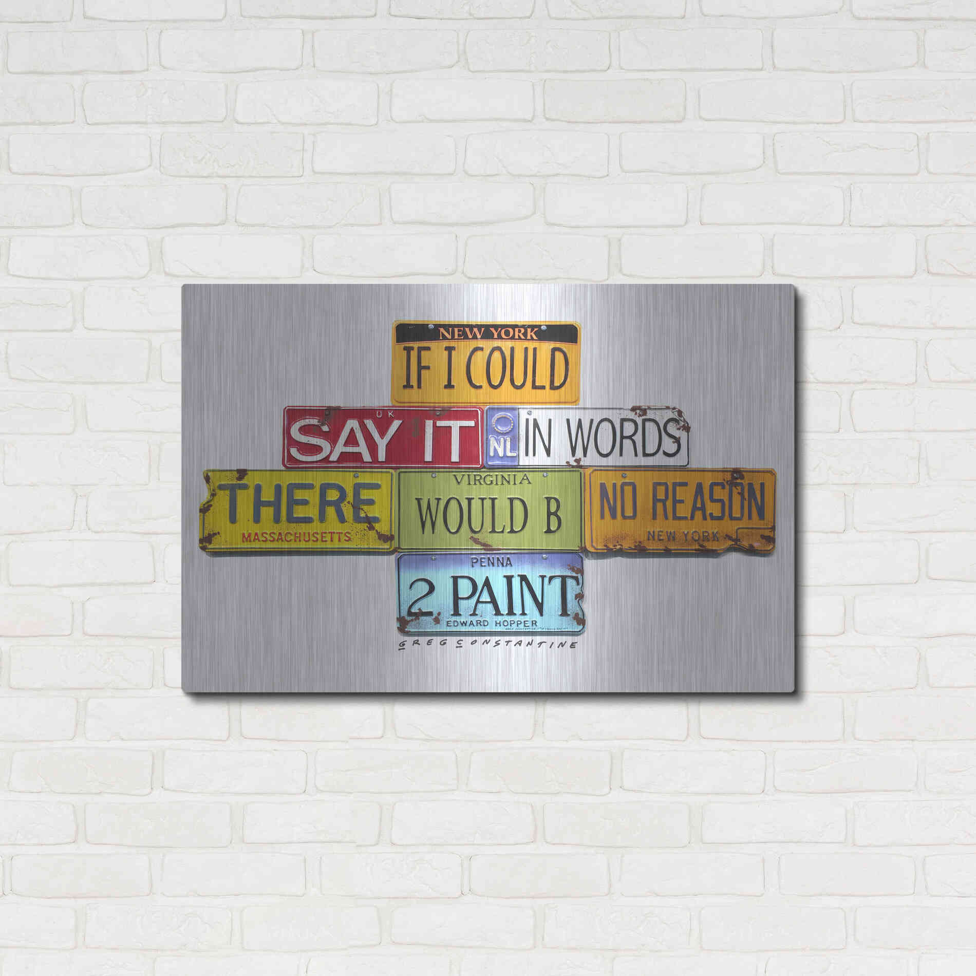 Luxe Metal Art 'Hopper Say It In Words' by Gregory Constantine, Metal Wall Art,36x24