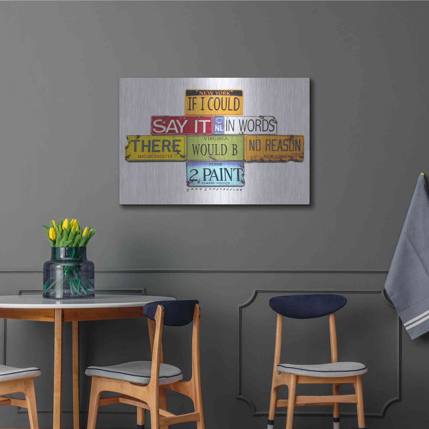 Luxe Metal Art 'Hopper Say It In Words' by Gregory Constantine, Metal Wall Art,36x24