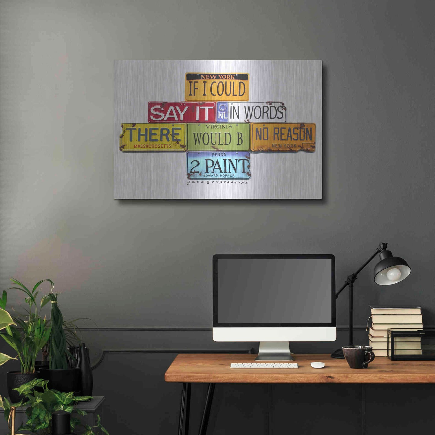 Luxe Metal Art 'Hopper Say It In Words' by Gregory Constantine, Metal Wall Art,36x24