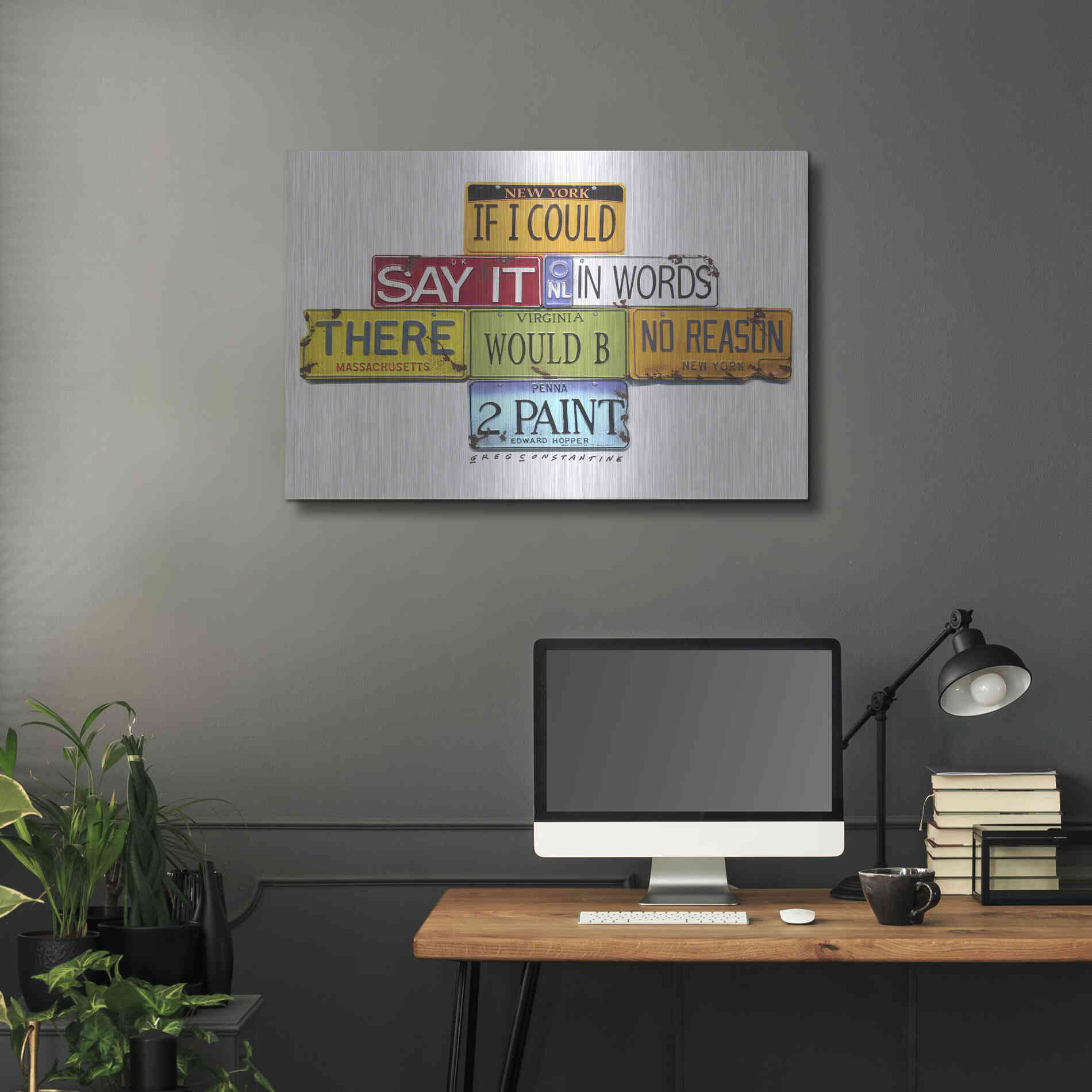 Luxe Metal Art 'Hopper Say It In Words' by Gregory Constantine, Metal Wall Art,36x24