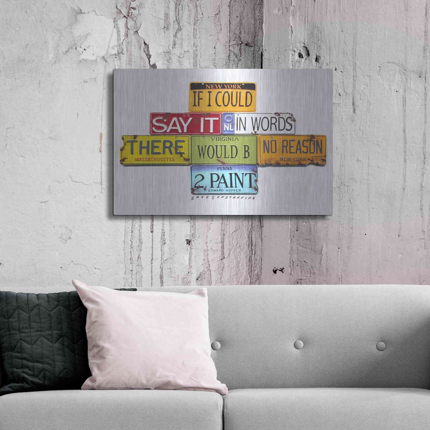 Luxe Metal Art 'Hopper Say It In Words' by Gregory Constantine, Metal Wall Art,36x24