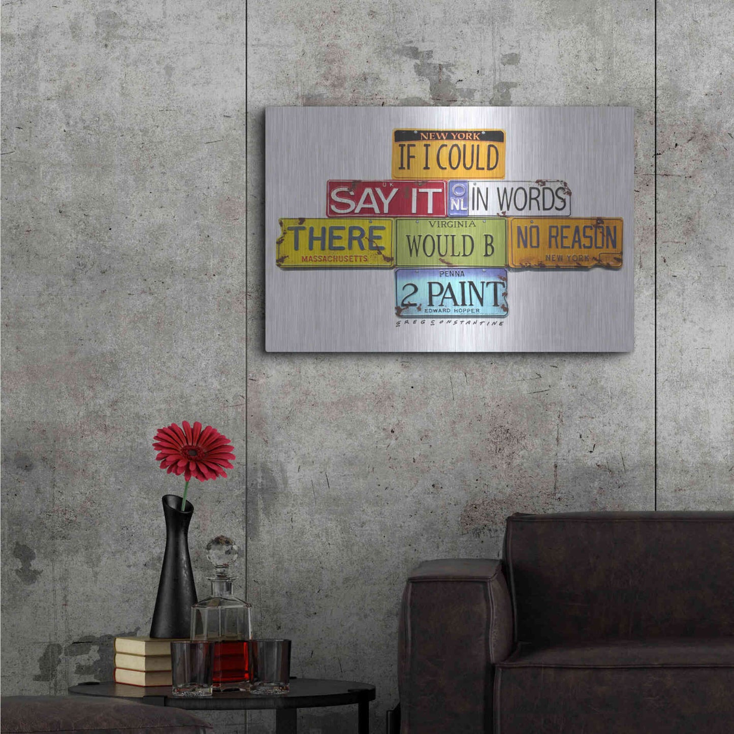Luxe Metal Art 'Hopper Say It In Words' by Gregory Constantine, Metal Wall Art,36x24