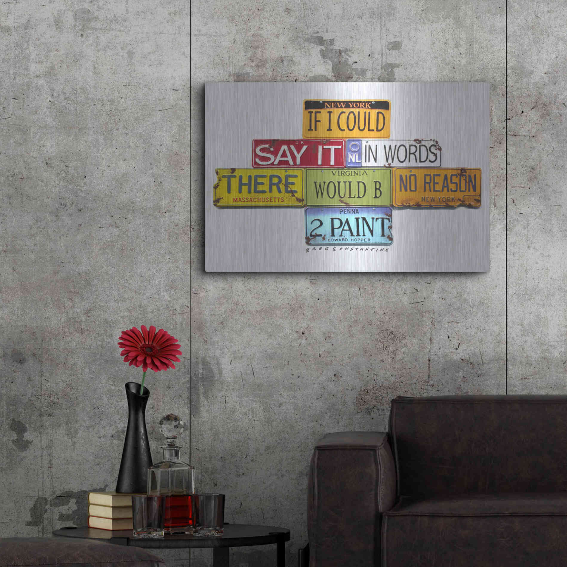 Luxe Metal Art 'Hopper Say It In Words' by Gregory Constantine, Metal Wall Art,36x24