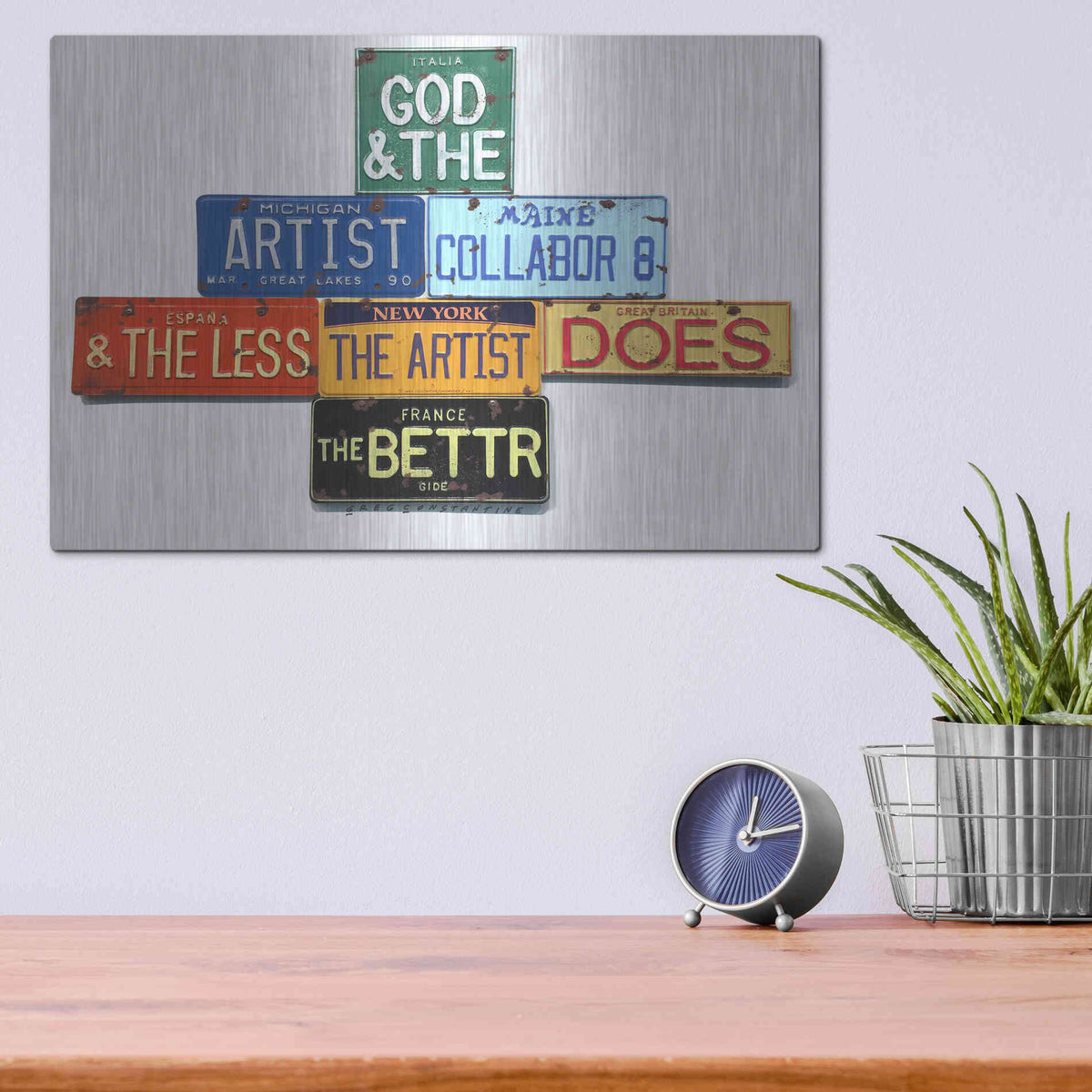 Luxe Metal Art 'Gide God And Artist' by Gregory Constantine, Metal Wall Art,16x12