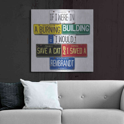 Luxe Metal Art 'Giacometti Save A Cat' by Gregory Constantine, Metal Wall Art,36x36