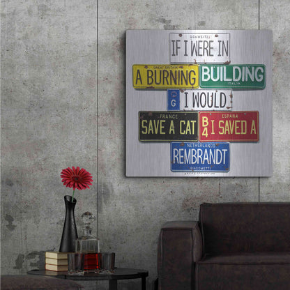 Luxe Metal Art 'Giacometti Save A Cat' by Gregory Constantine, Metal Wall Art,36x36