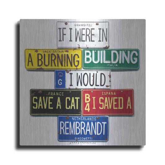 Luxe Metal Art 'Giacometti Save A Cat' by Gregory Constantine, Metal Wall Art
