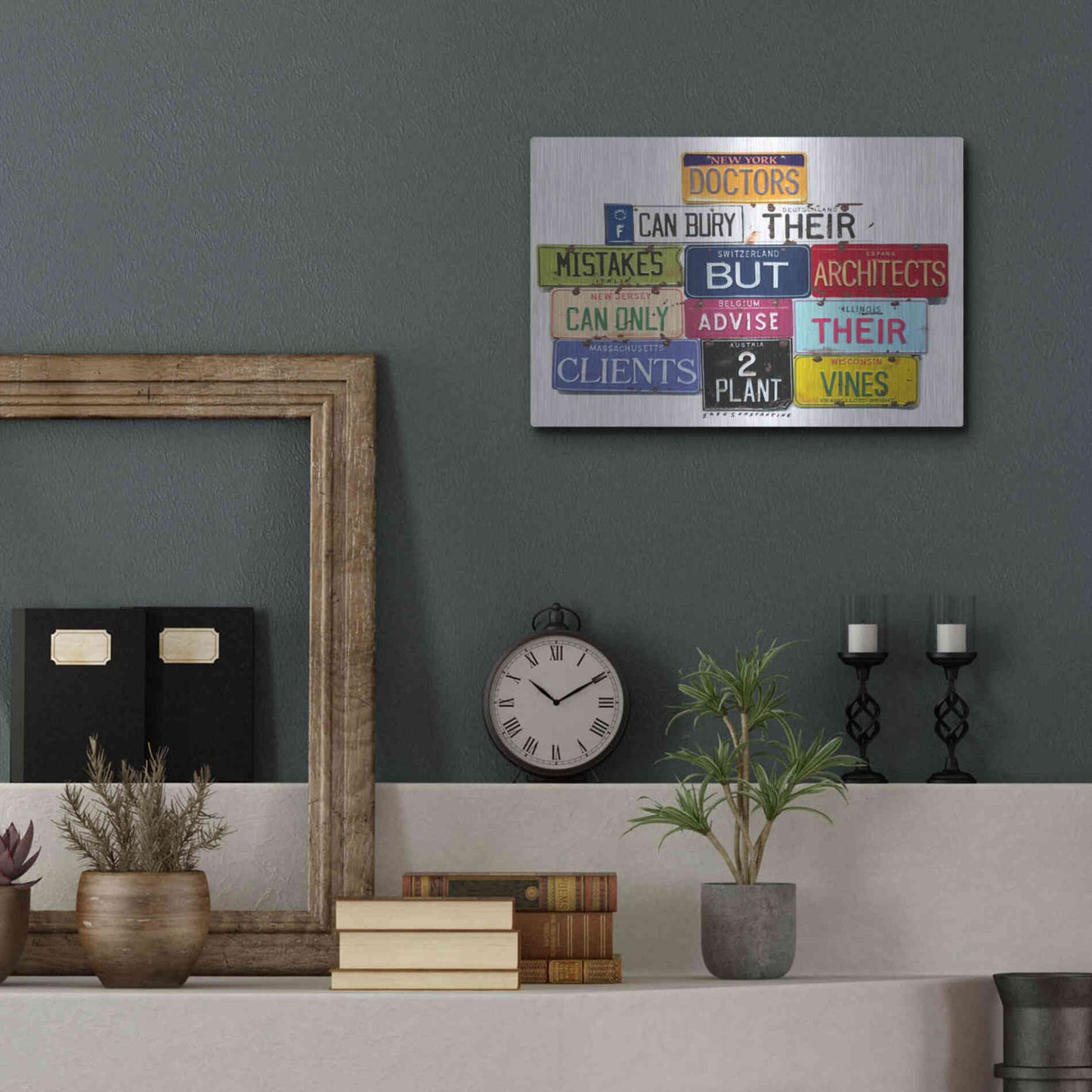 Luxe Metal Art 'FLWright Doctors Bury Mistakes' by Gregory Constantine, Metal Wall Art,16x12