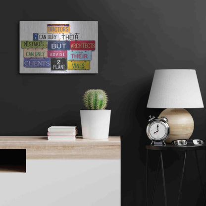 Luxe Metal Art 'FLWright Doctors Bury Mistakes' by Gregory Constantine, Metal Wall Art,24x16