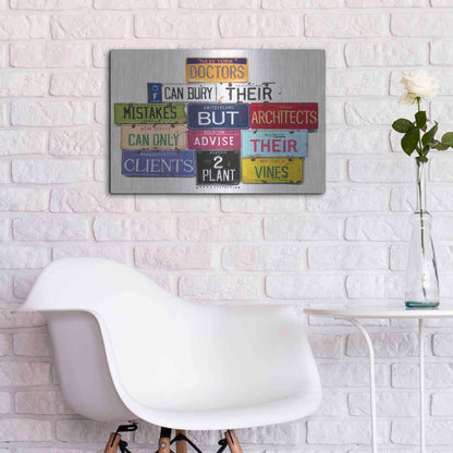 Luxe Metal Art 'FLWright Doctors Bury Mistakes' by Gregory Constantine, Metal Wall Art,24x16
