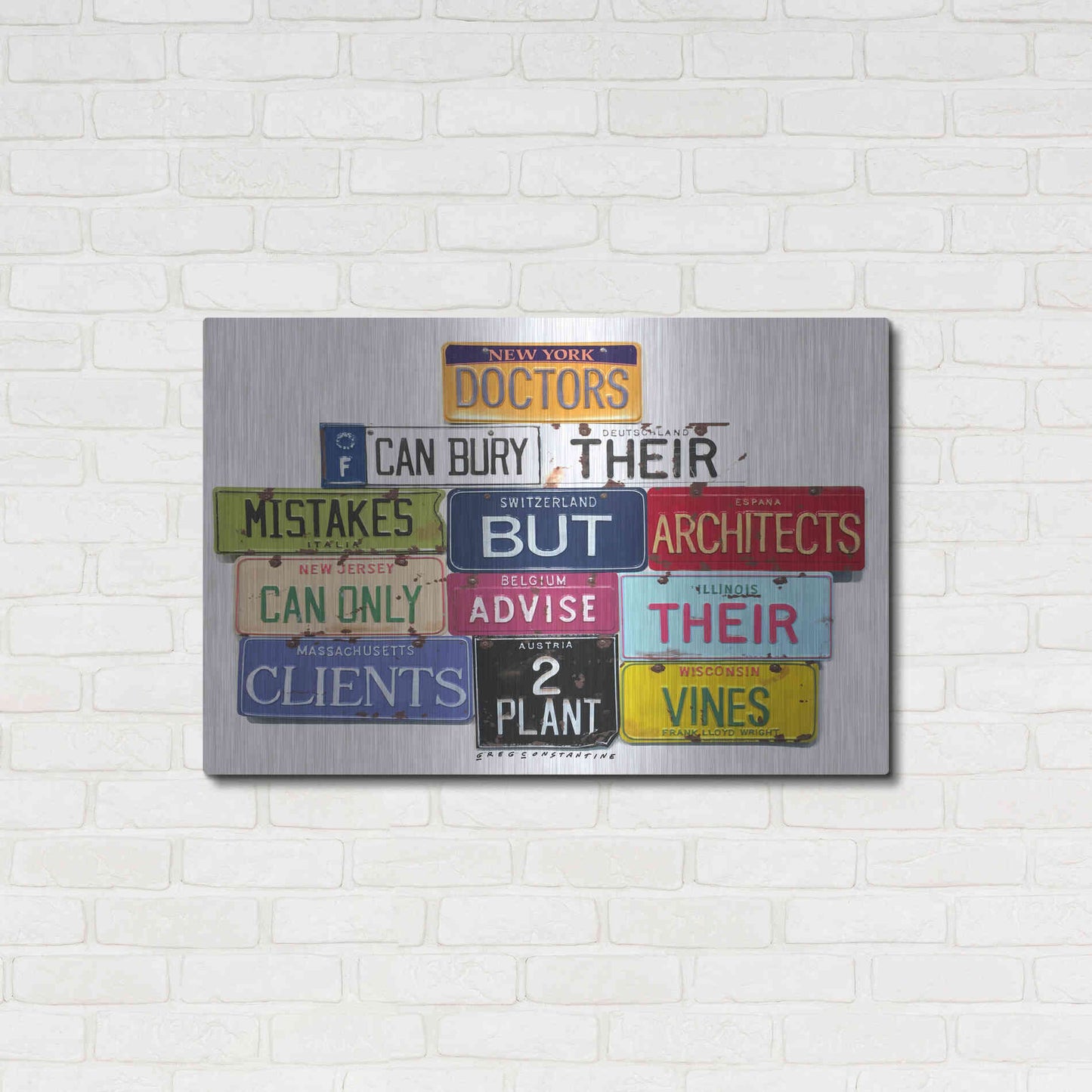 Luxe Metal Art 'FLWright Doctors Bury Mistakes' by Gregory Constantine, Metal Wall Art,36x24