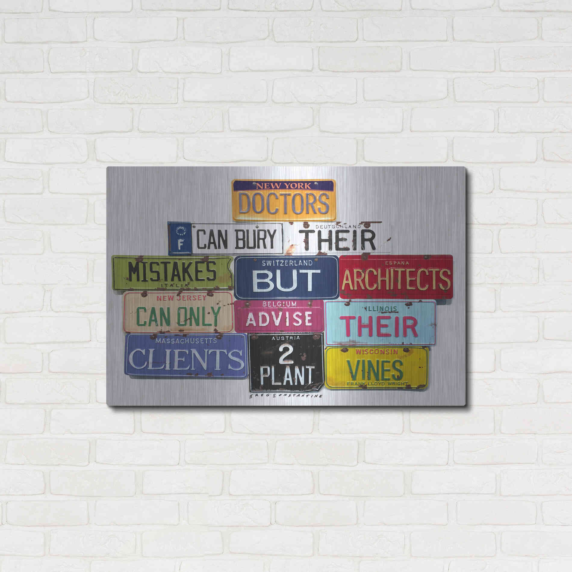 Luxe Metal Art 'FLWright Doctors Bury Mistakes' by Gregory Constantine, Metal Wall Art,36x24