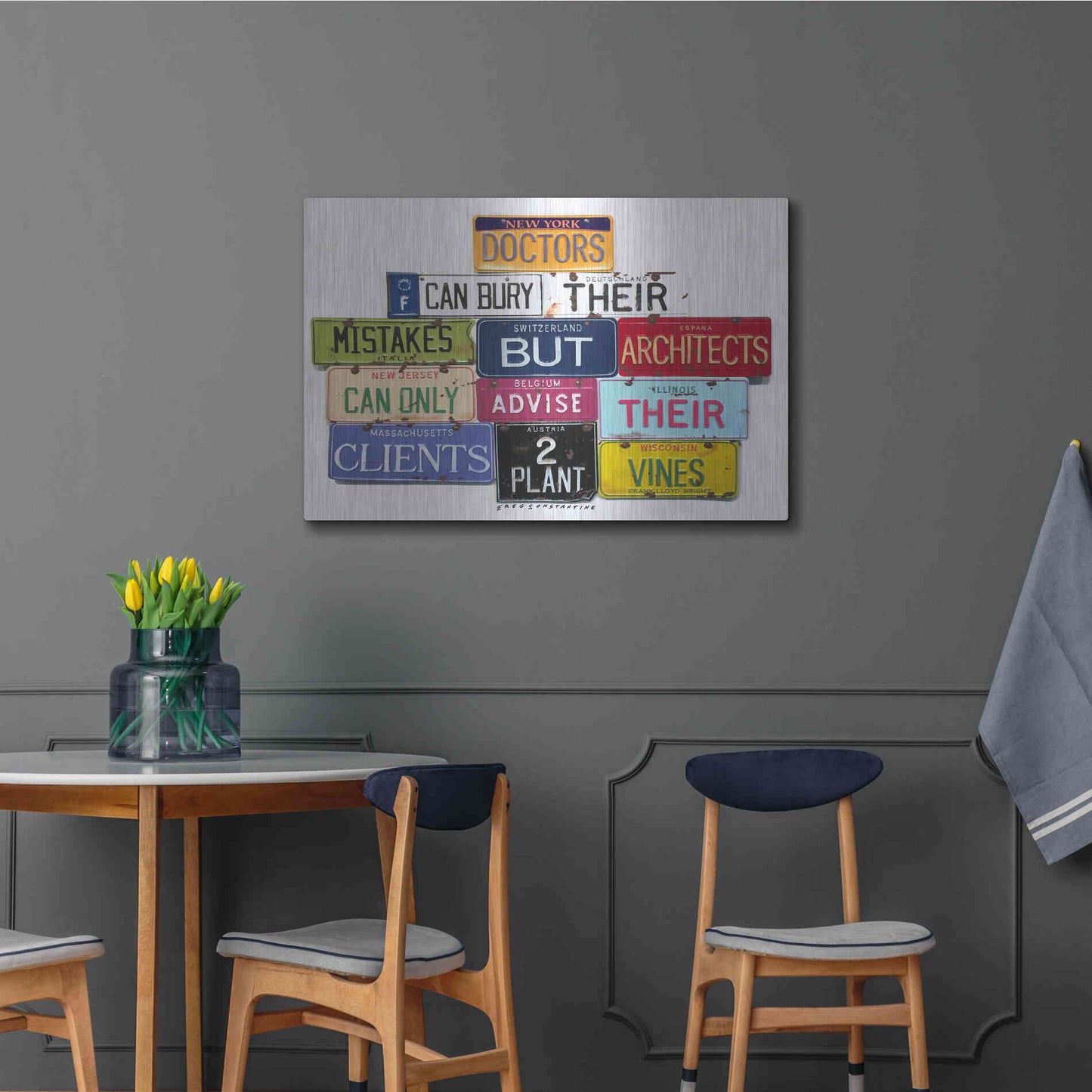 Luxe Metal Art 'FLWright Doctors Bury Mistakes' by Gregory Constantine, Metal Wall Art,36x24