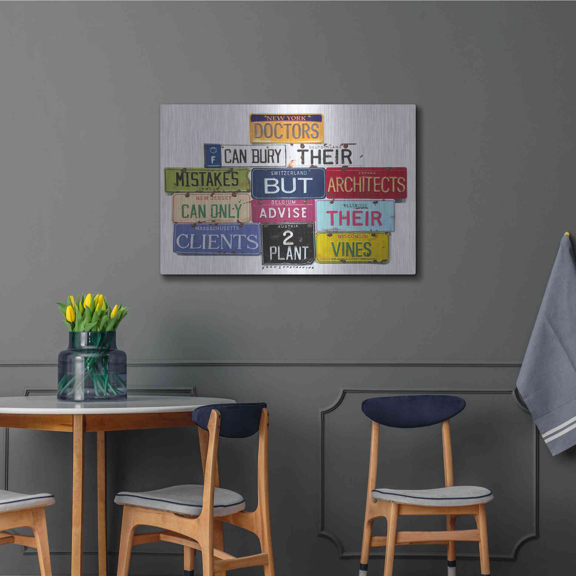 Luxe Metal Art 'FLWright Doctors Bury Mistakes' by Gregory Constantine, Metal Wall Art,36x24