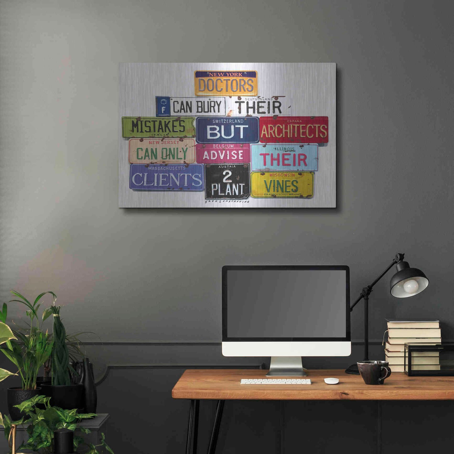 Luxe Metal Art 'FLWright Doctors Bury Mistakes' by Gregory Constantine, Metal Wall Art,36x24