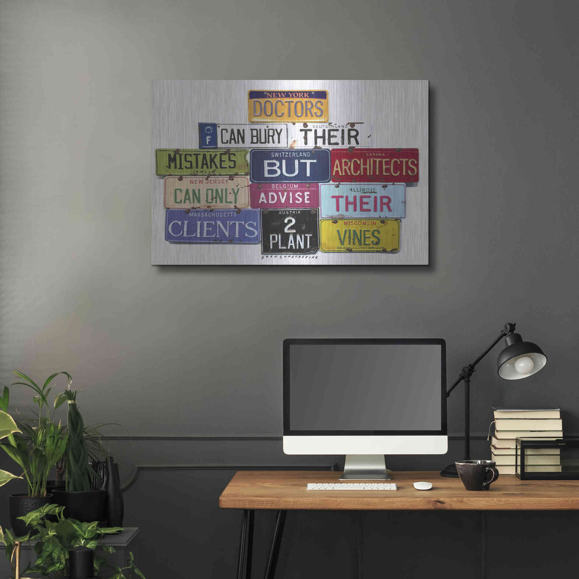 Luxe Metal Art 'FLWright Doctors Bury Mistakes' by Gregory Constantine, Metal Wall Art,36x24