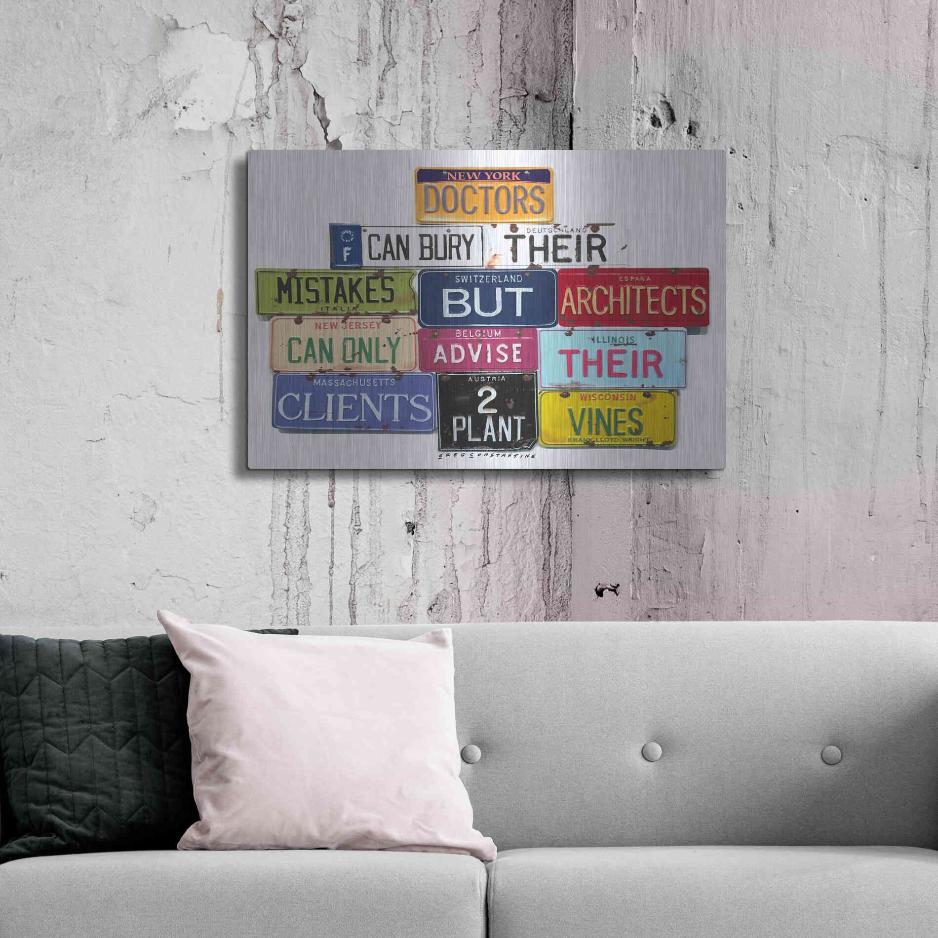 Luxe Metal Art 'FLWright Doctors Bury Mistakes' by Gregory Constantine, Metal Wall Art,36x24