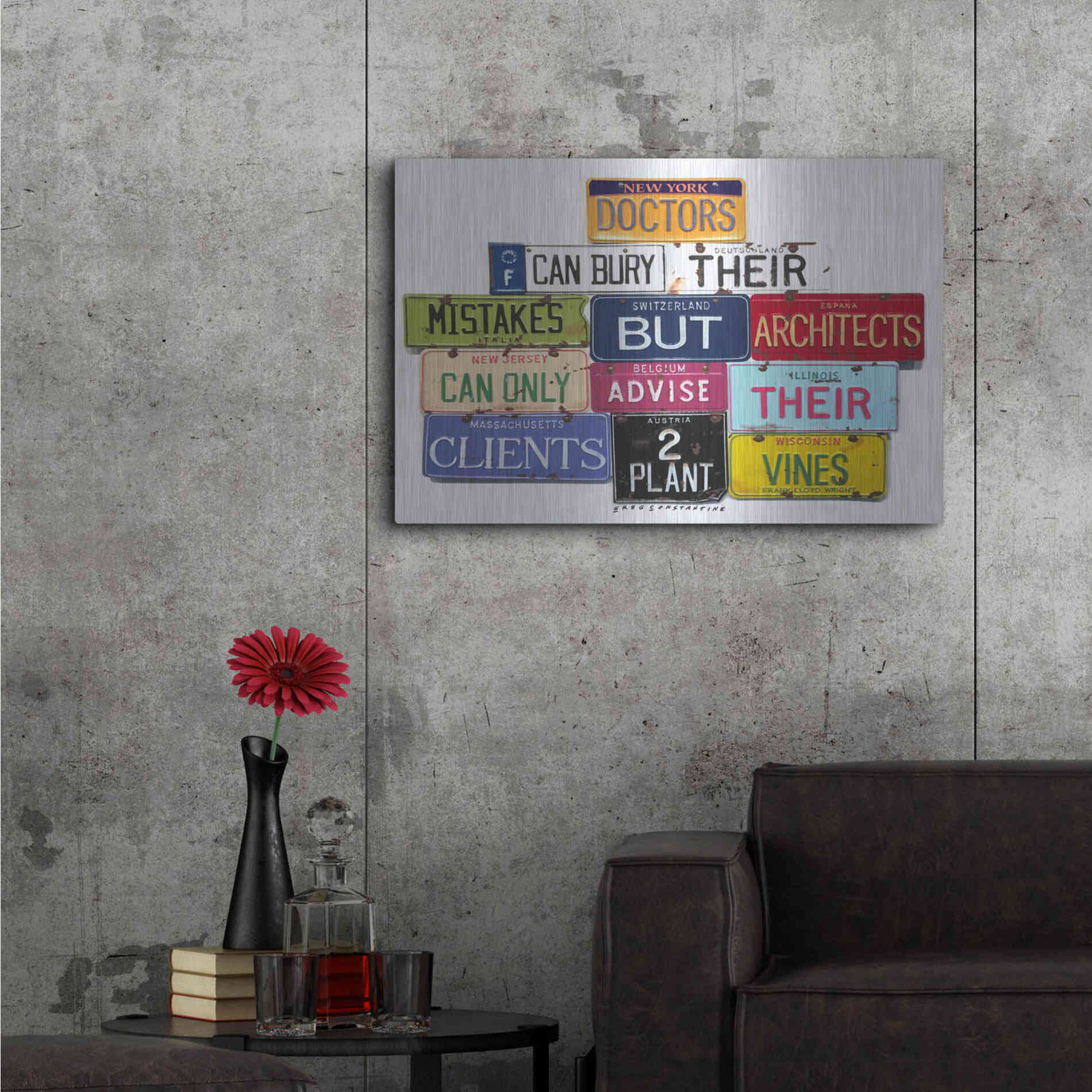 Luxe Metal Art 'FLWright Doctors Bury Mistakes' by Gregory Constantine, Metal Wall Art,36x24