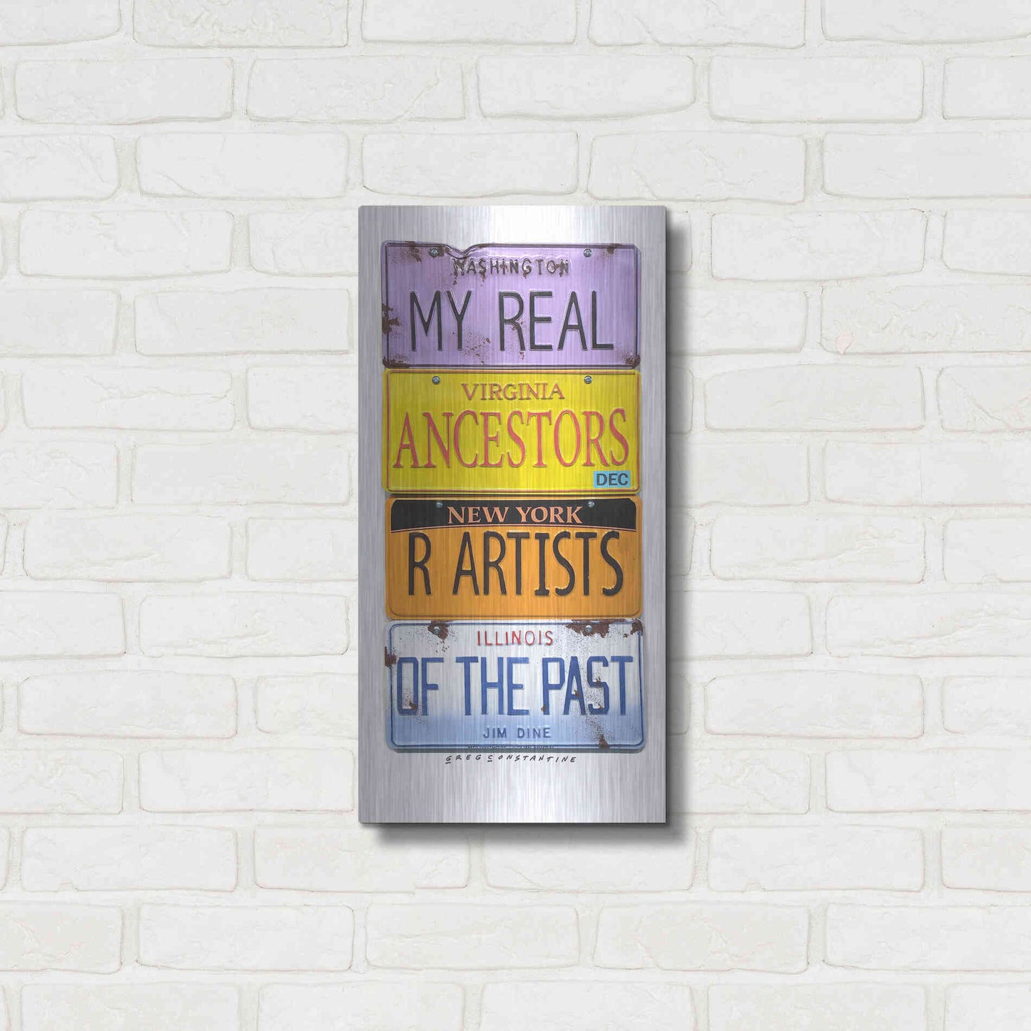 Luxe Metal Art 'Dine Real Ancestors' by Gregory Constantine, Metal Wall Art,12x24