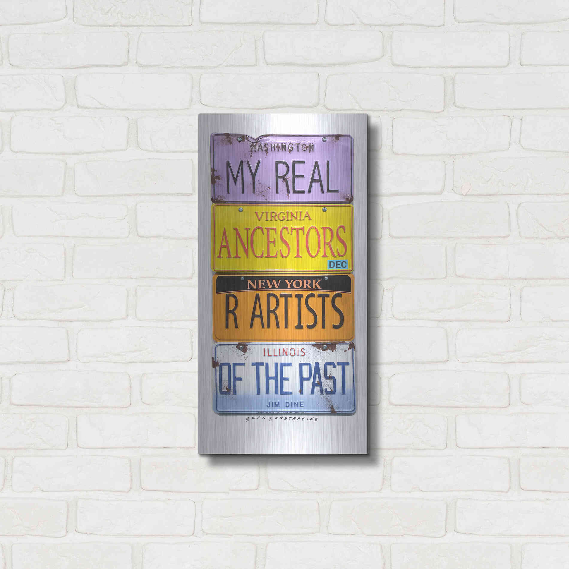 Luxe Metal Art 'Dine Real Ancestors' by Gregory Constantine, Metal Wall Art,12x24