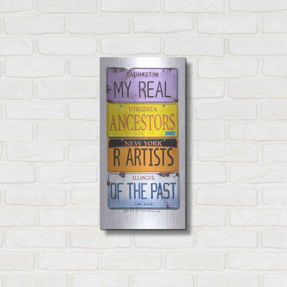 Luxe Metal Art 'Dine Real Ancestors' by Gregory Constantine, Metal Wall Art,12x24