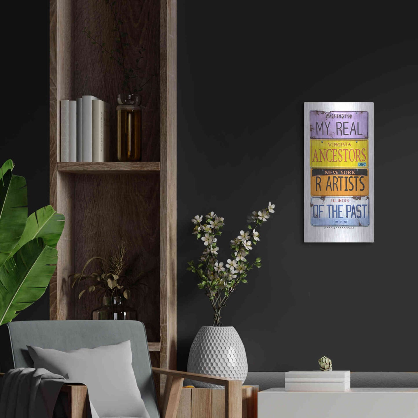 Luxe Metal Art 'Dine Real Ancestors' by Gregory Constantine, Metal Wall Art,12x24