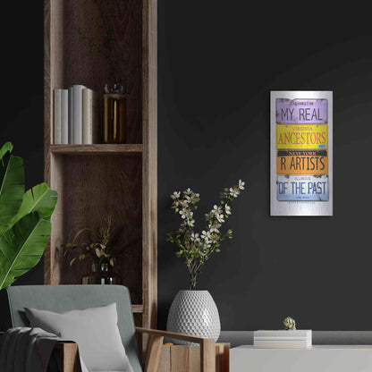 Luxe Metal Art 'Dine Real Ancestors' by Gregory Constantine, Metal Wall Art,12x24