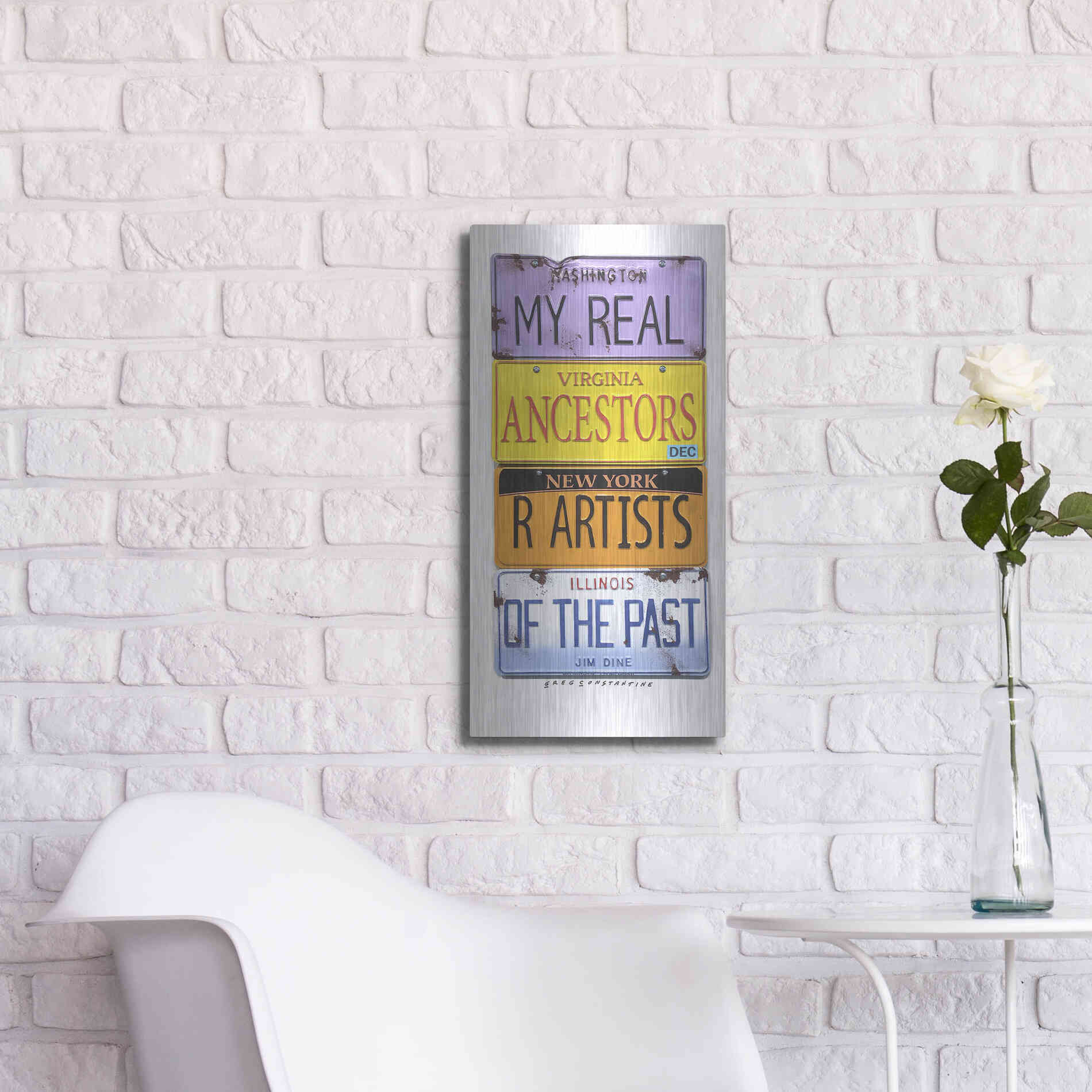 Luxe Metal Art 'Dine Real Ancestors' by Gregory Constantine, Metal Wall Art,12x24