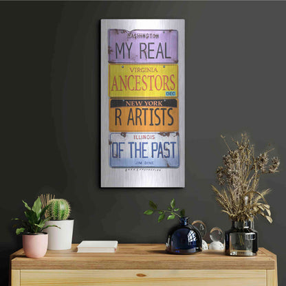 Luxe Metal Art 'Dine Real Ancestors' by Gregory Constantine, Metal Wall Art,12x24