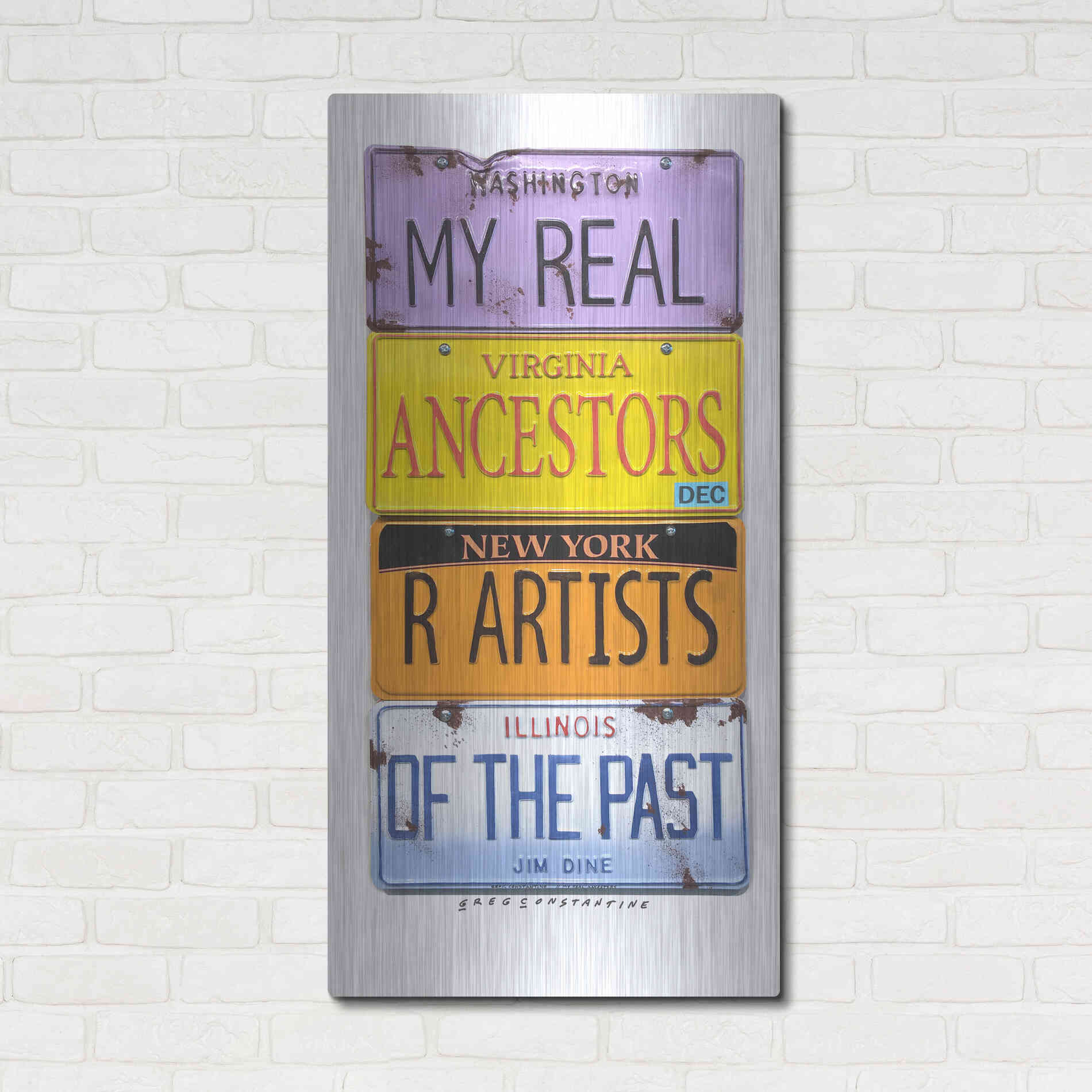 Luxe Metal Art 'Dine Real Ancestors' by Gregory Constantine, Metal Wall Art,24x48