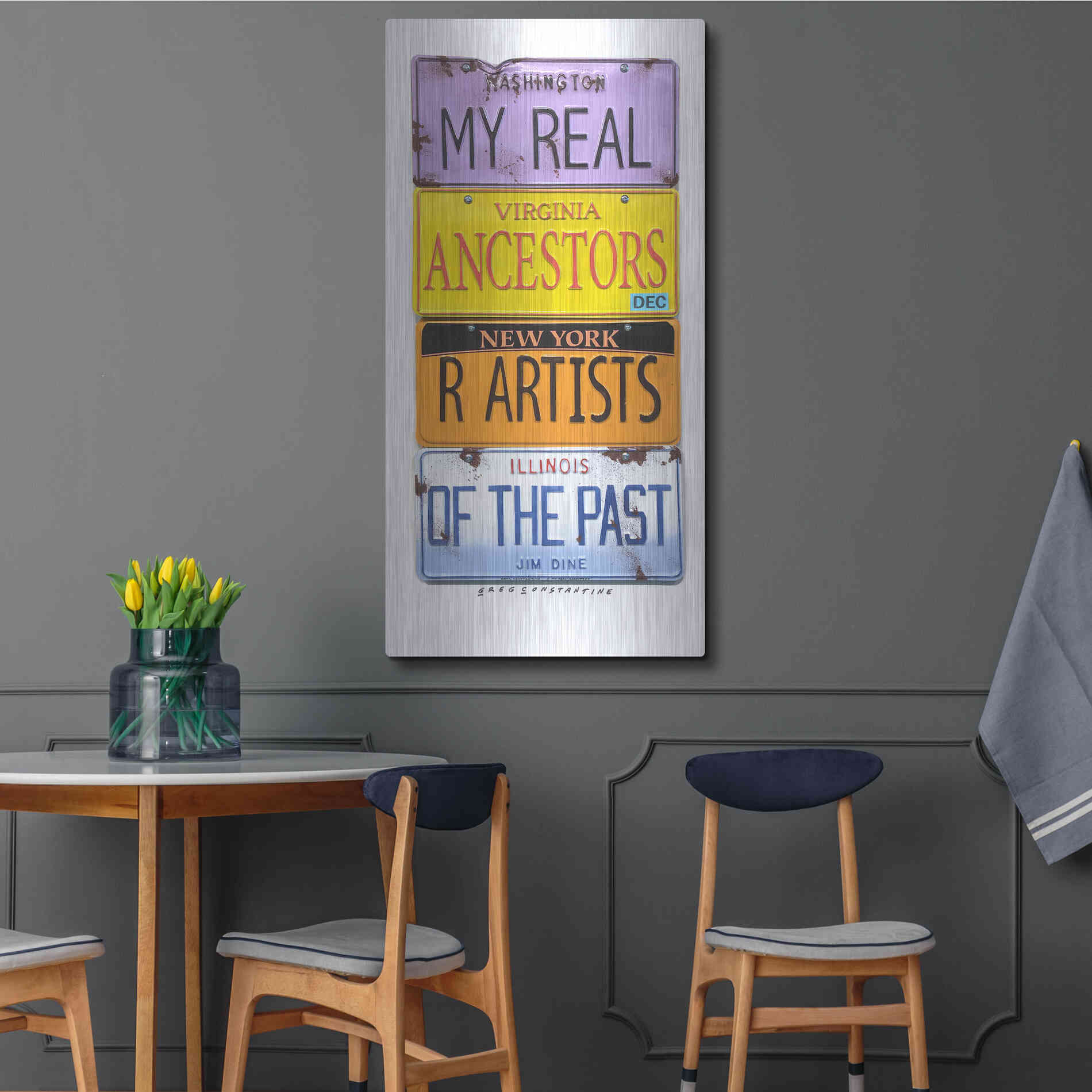 Luxe Metal Art 'Dine Real Ancestors' by Gregory Constantine, Metal Wall Art,24x48