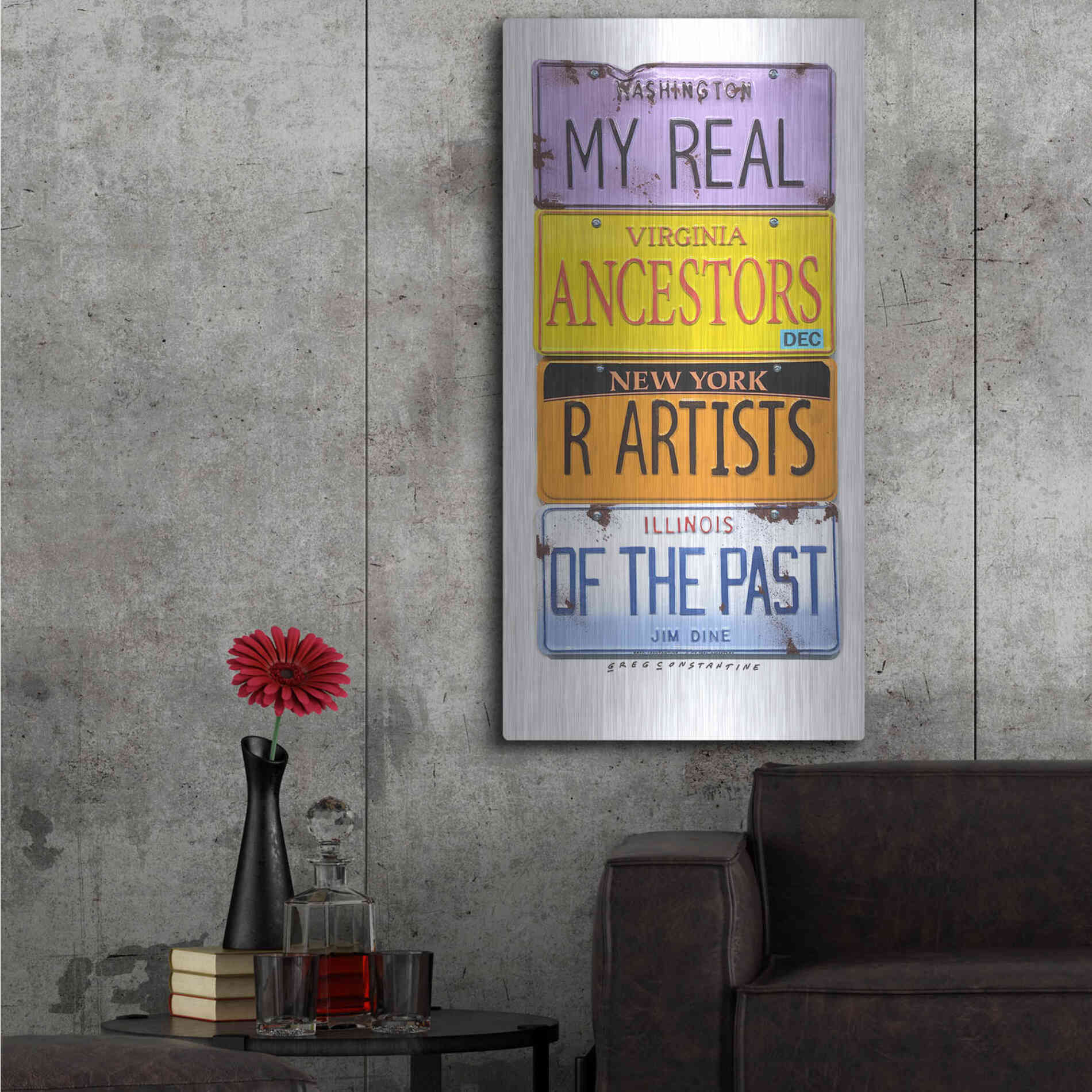 Luxe Metal Art 'Dine Real Ancestors' by Gregory Constantine, Metal Wall Art,24x48