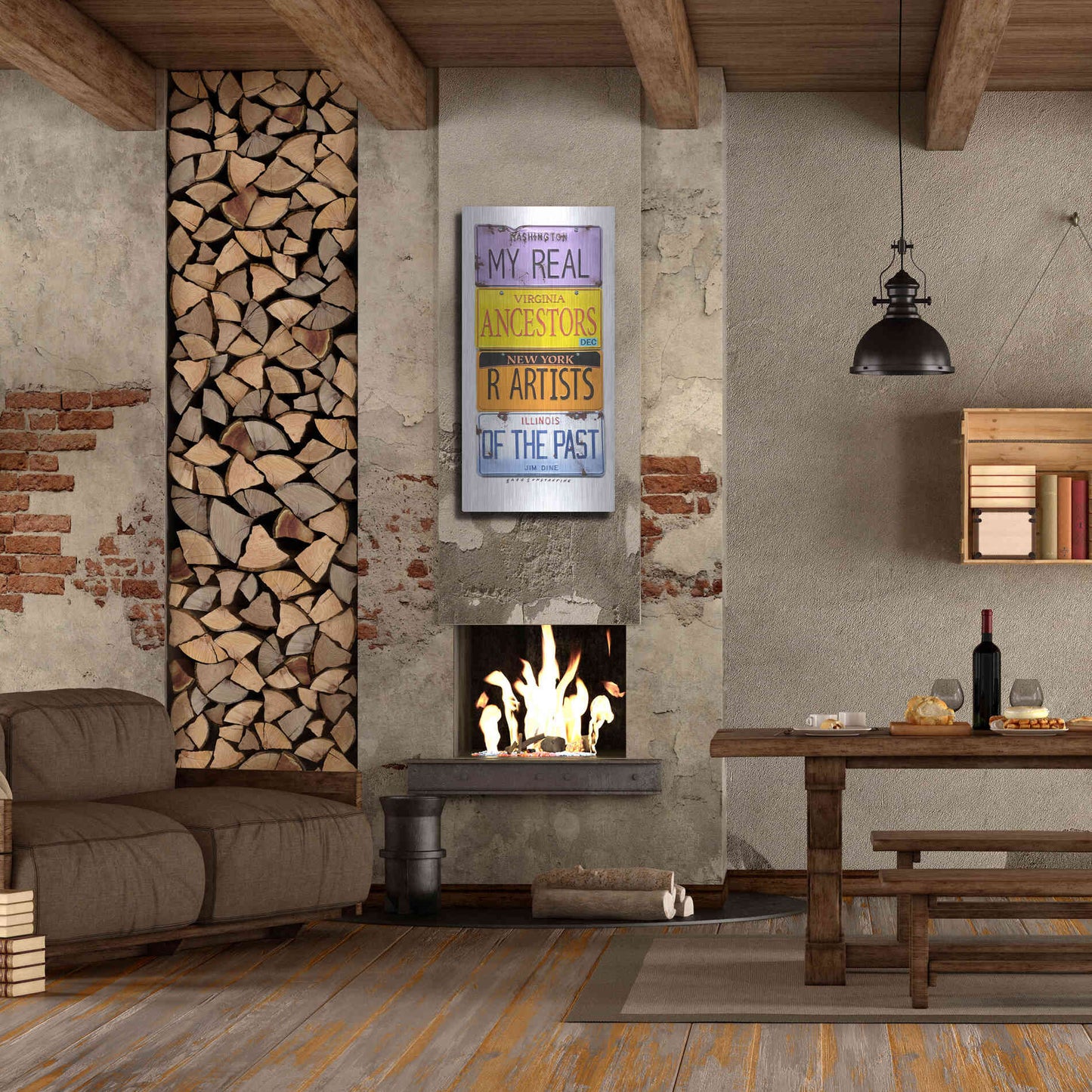 Luxe Metal Art 'Dine Real Ancestors' by Gregory Constantine, Metal Wall Art,24x48