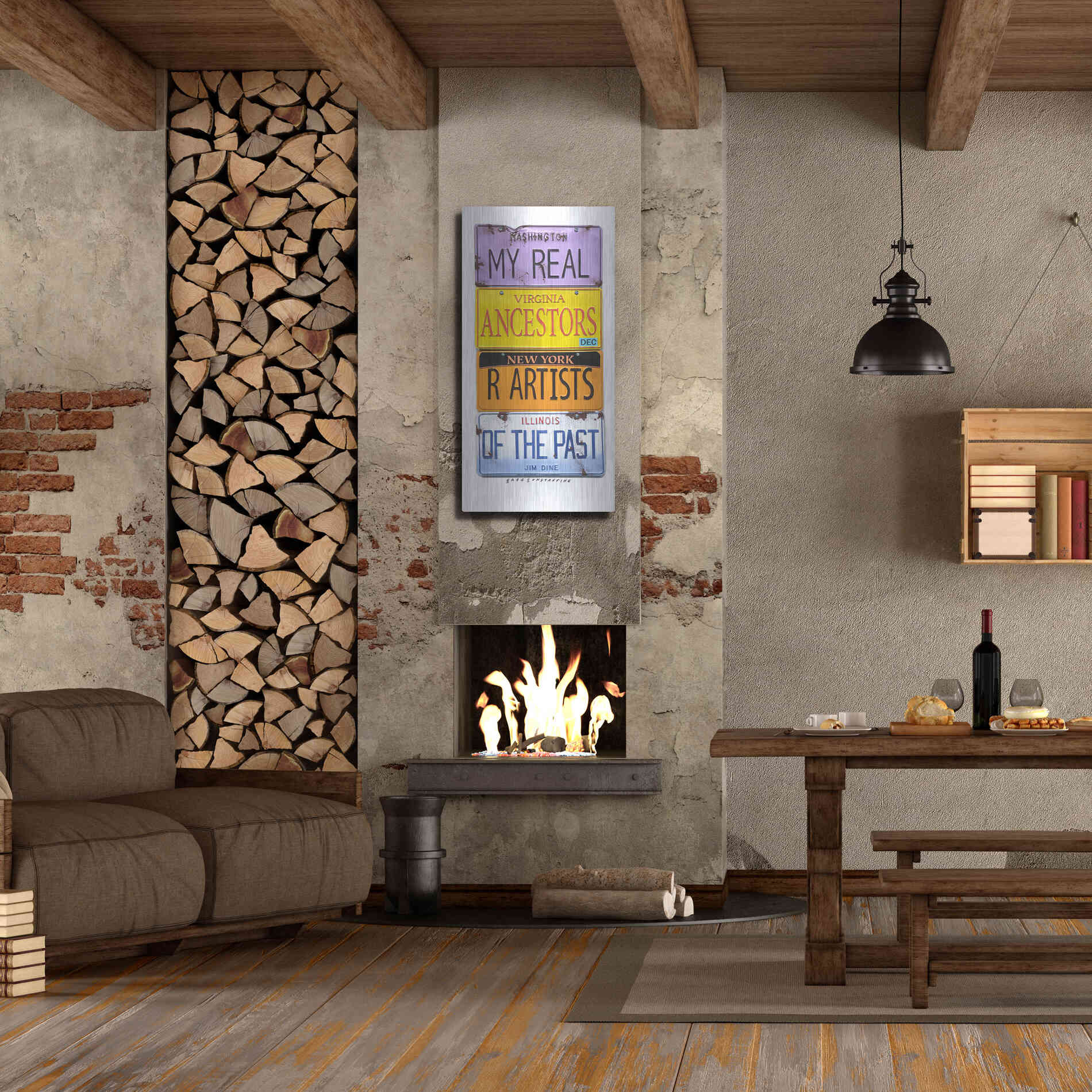 Luxe Metal Art 'Dine Real Ancestors' by Gregory Constantine, Metal Wall Art,24x48