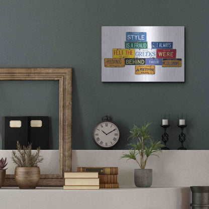 Luxe Metal Art 'De Kooning Style A Fraud' by Gregory Constantine, Metal Wall Art,16x12