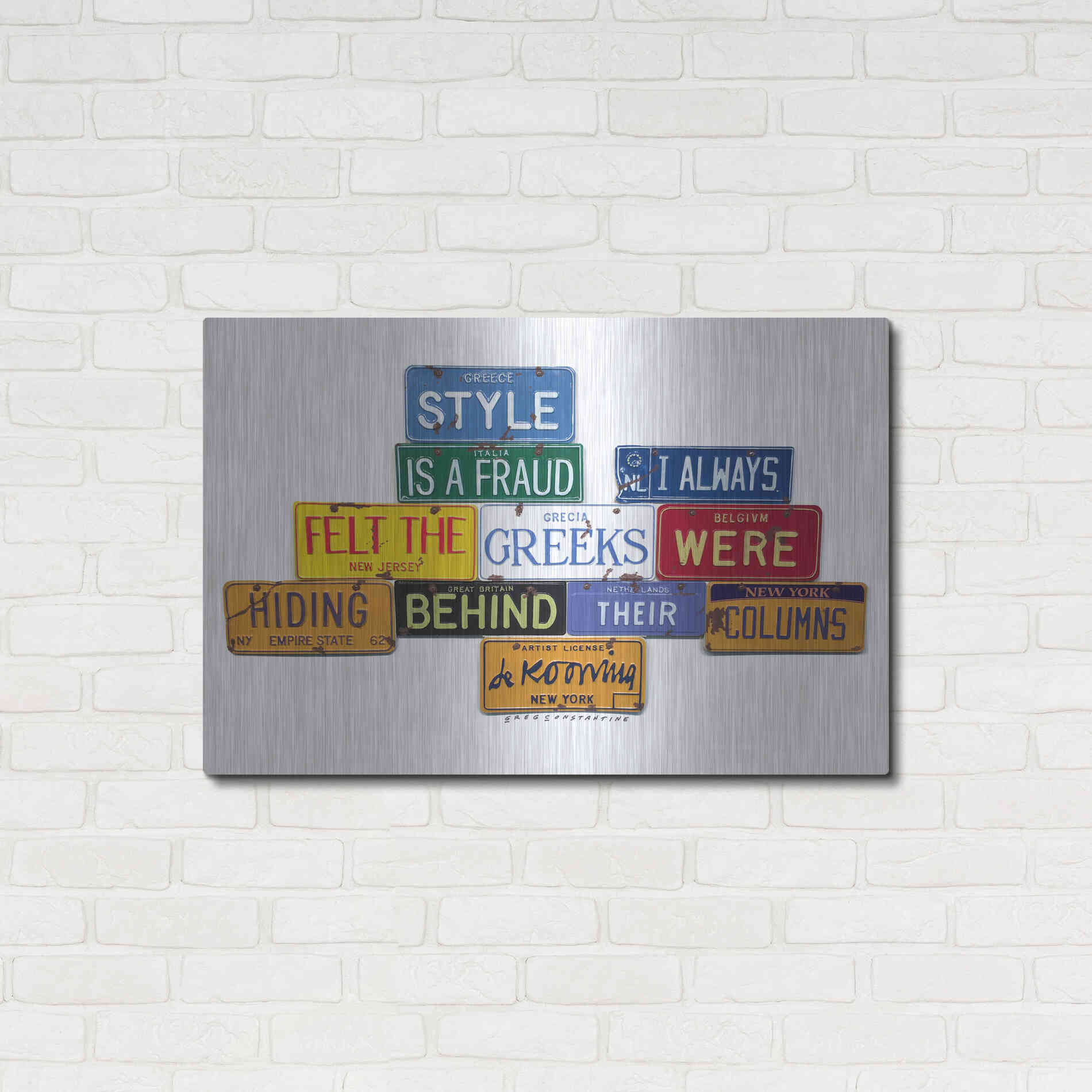 Luxe Metal Art 'De Kooning Style A Fraud' by Gregory Constantine, Metal Wall Art,36x24